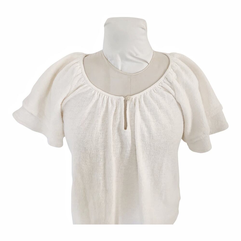 MADEWELL Cream Knit Cotton Top Size S Boho Casual Stretch Loose Back to School
